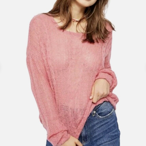 Free People Angel Soft Pullover Sweater in Bubblegum Combo sz medium NWT